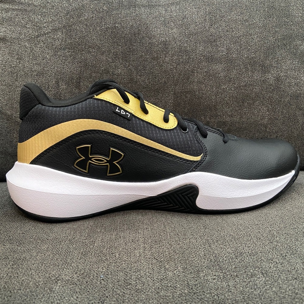 Under Armour Lockdown 7 Basketball Shoes Mens 14 Black Gold Sneakers 3028512-001